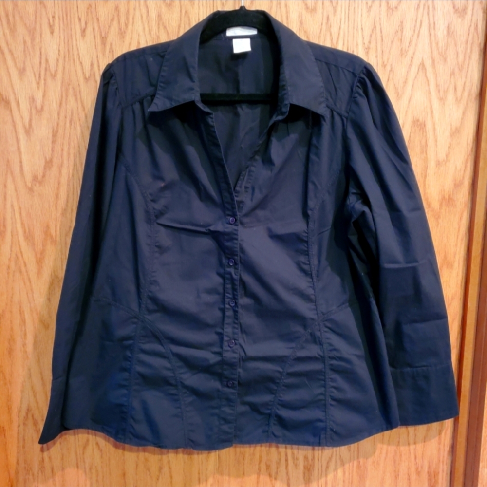 Maurices Black Long Sleeve Button Down Shirt Structured Western Style Size 18